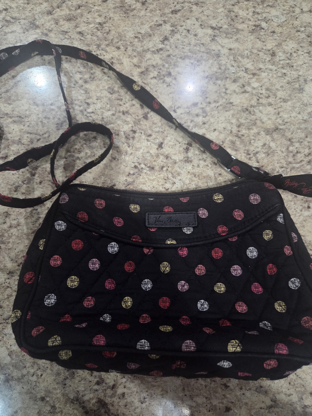 Vera Bradley Black Crossbody with Multicolor Polka Dots
